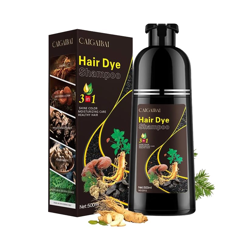 3-in-1 Black Hair Dye Shampoo for Gray Coverage – Natural Herbal Hair Color Shampoo for Men & Women 500ML