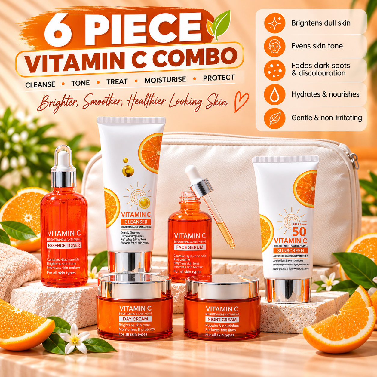 6 Piece Vitamin C Glow Set Combo