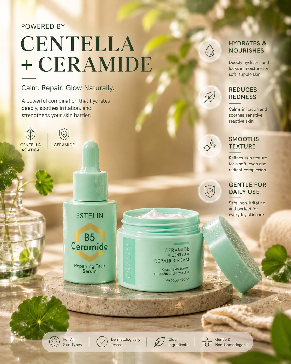 Centella Asiatica + Ceramide Daily  Repair 2 in 1 Combo