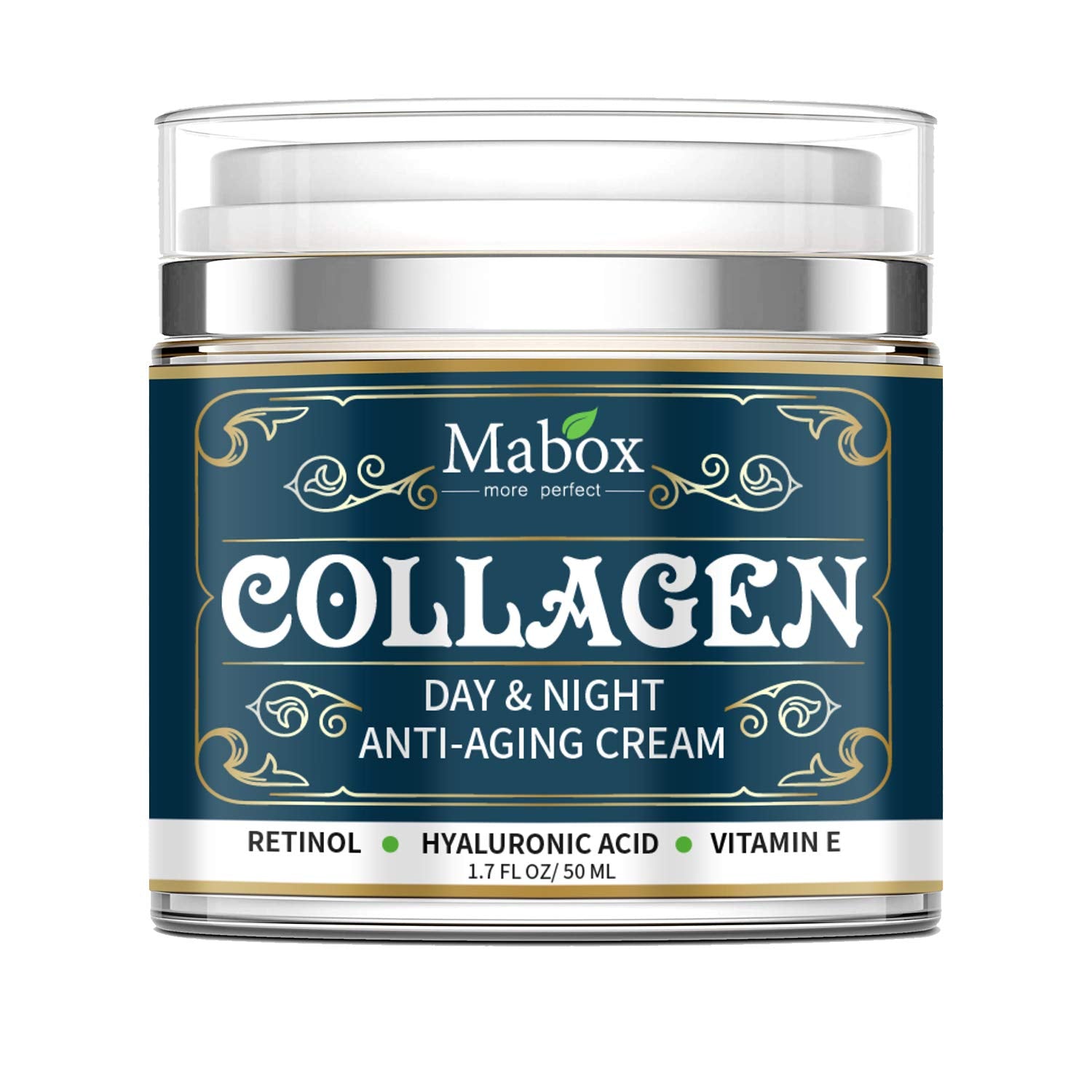 Mabox Collagen Cream - Anti Aging Face Moisturizer - Skin Care Cream for Face and Body with Retinol,Hyaluronic Acid, Coconut Oil and Jojoba Oil - Best Day and Night Cream(1.7 Fl. Oz)