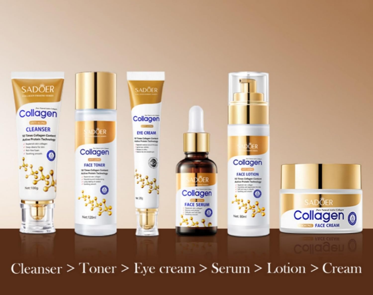 Collagen Face Skincare Set – 6 in 1 Complete Anti-Aging Kit