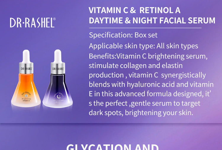 Dr. Rashel Vitamin C & Retinol Day & Night Face Serum Dual Action Skincare Serum Combo Pack