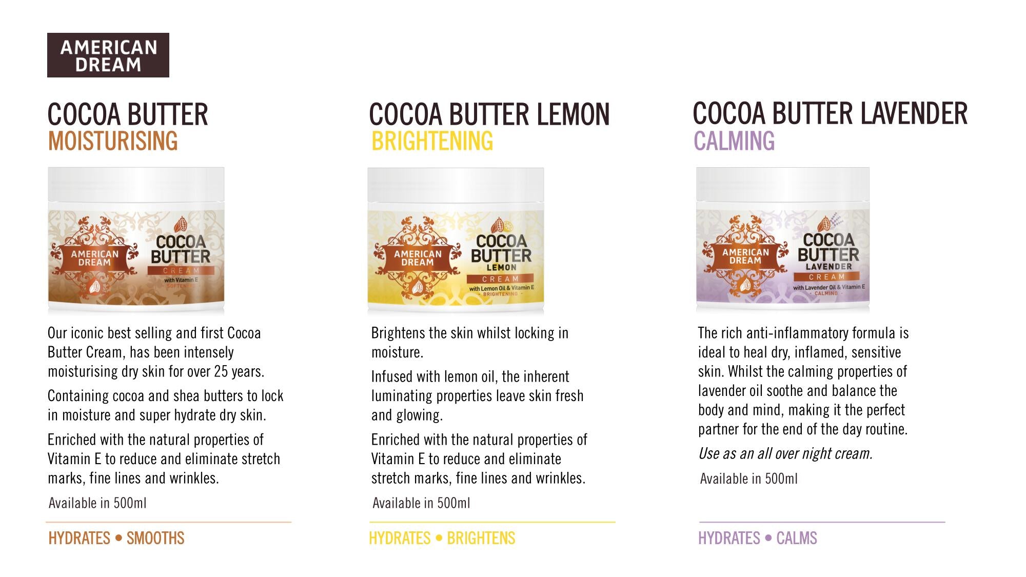 Experience the Luxurious Softness of American Dream Cocoa Butter Creams