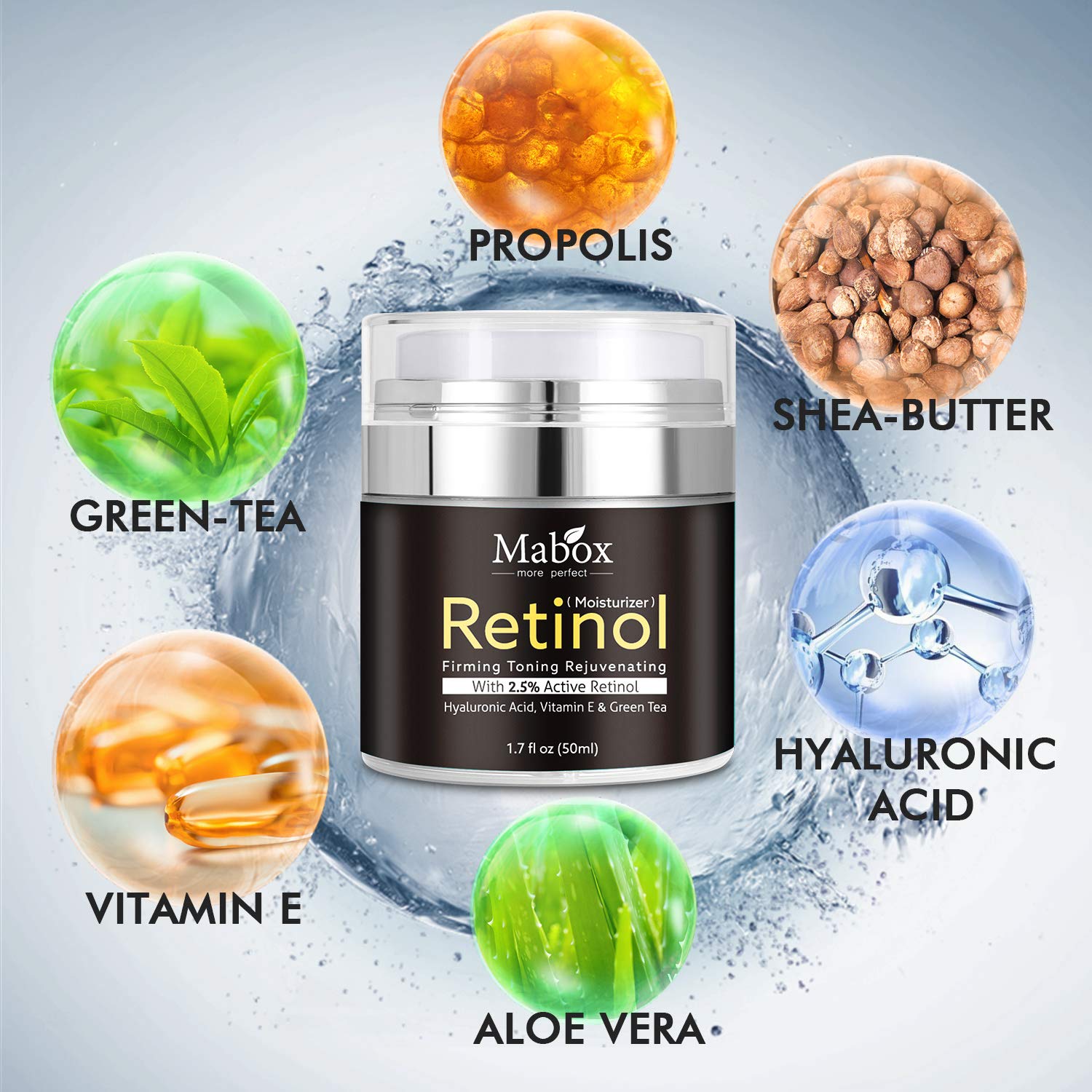 MaBox Retinol Moisturizer with Hyaluronic acid  Green Tea, Shea Butter, and Glycerin - Face Cream for All Skin Types (Copy) (Copy)