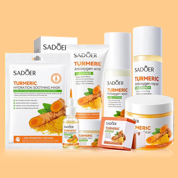 Organic Turmeric 5 in 1 set, Face Cream, Face Serum, Soap Bar, Face Toner, Cleanser